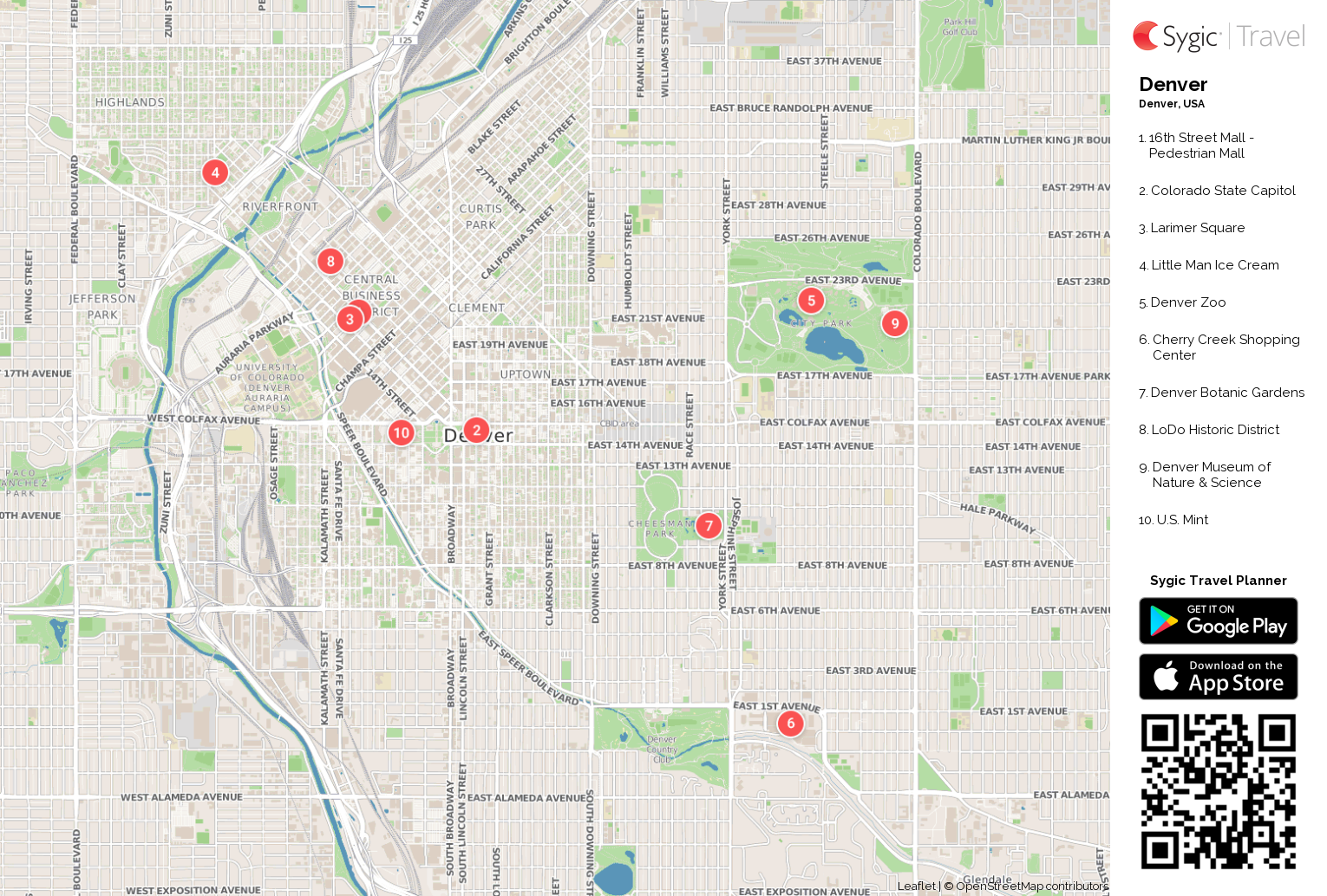 Denver Printable Tourist Map Tripomatic