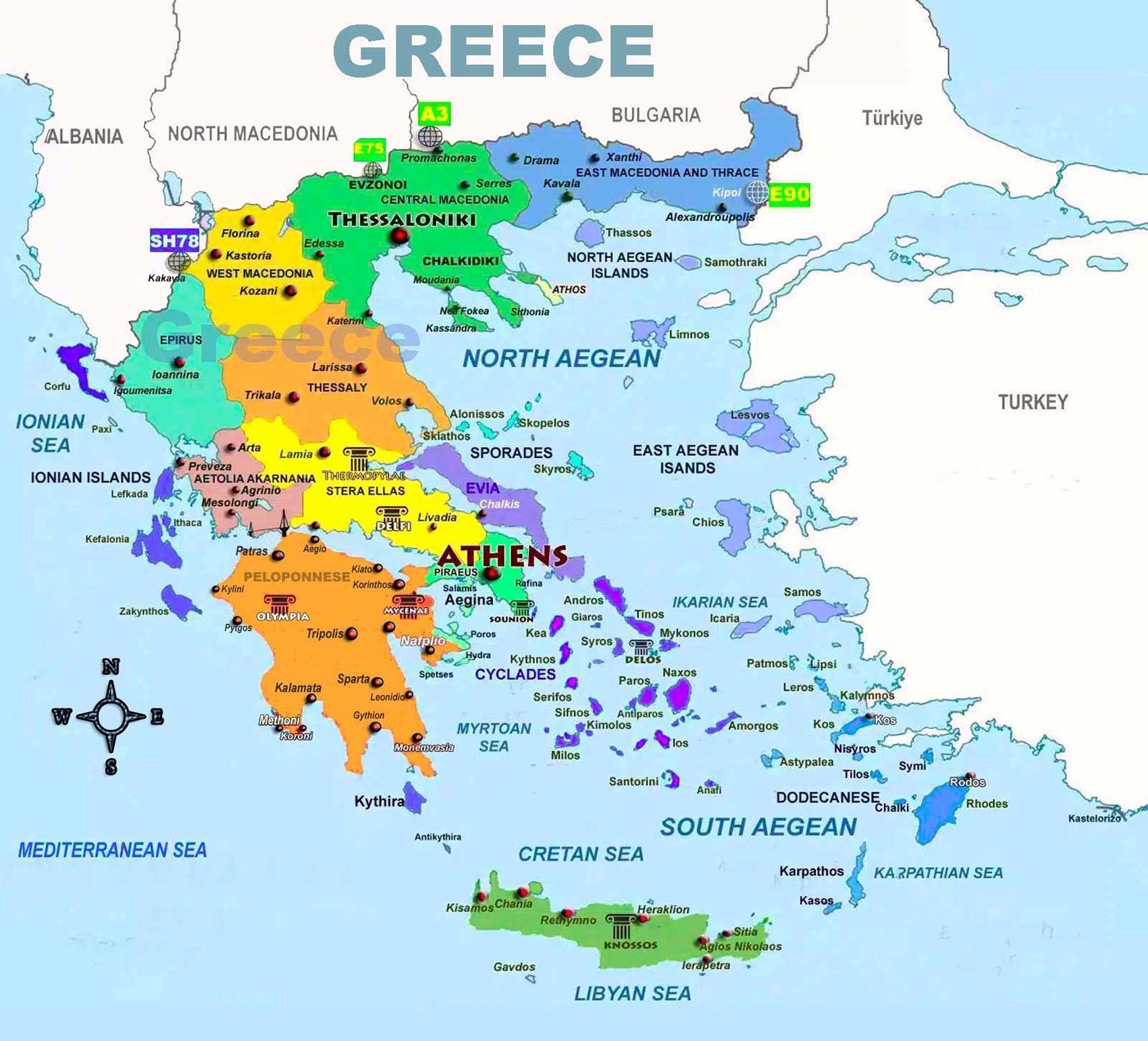Printable Map Of Greece And Islands
