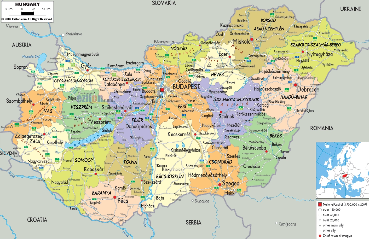 Printable Map Of Hungary Printable Map Of Hungary