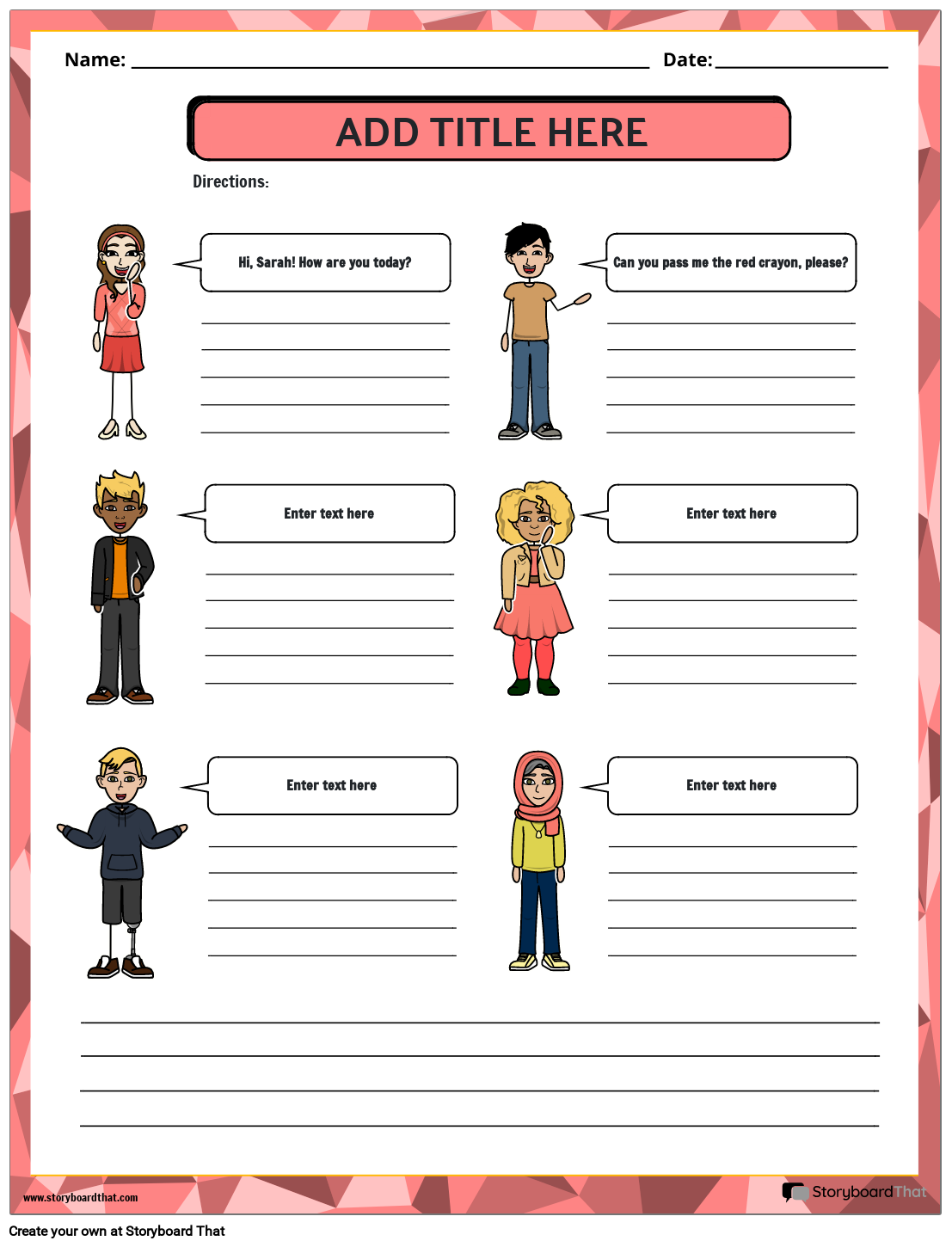 Dialogue Worksheets For Comprehensive Reading StoryboardThat