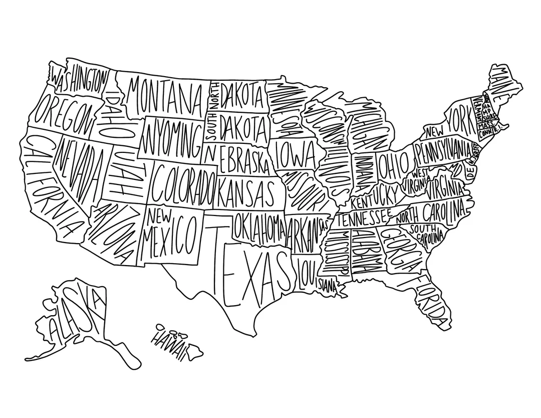 Digital Download United States Map Coloring Page State Map School Map USA Map Printable Map Travel Map Geography Map Teaching States Etsy