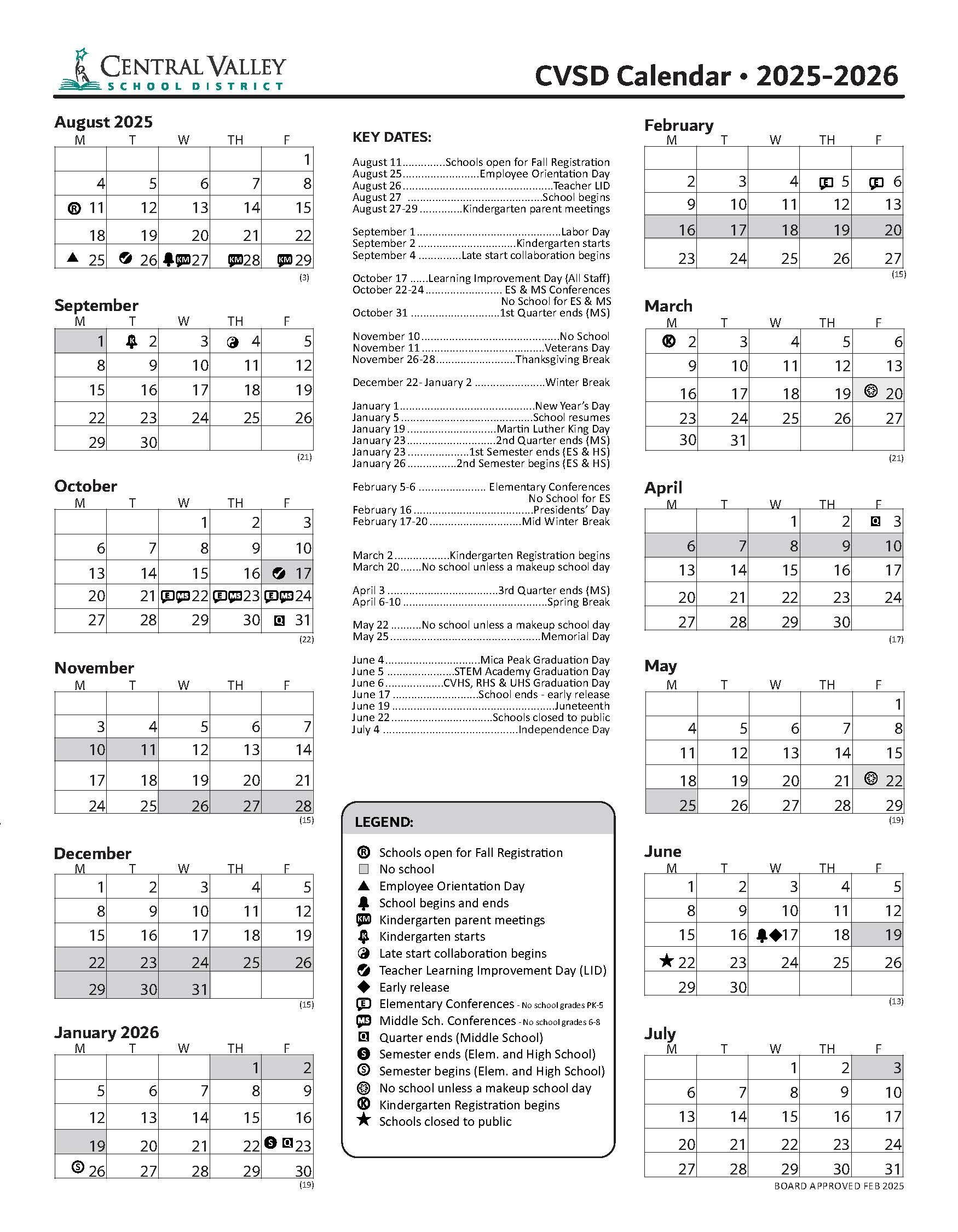 Printable Calendar 25-26
