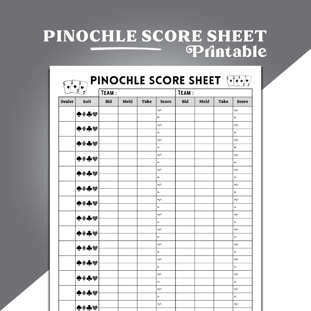 Printable Pinochle Cheat Sheet Pdf