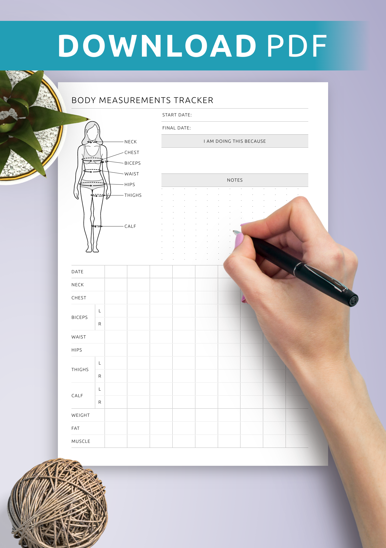 Printable Body Measurement Sheet