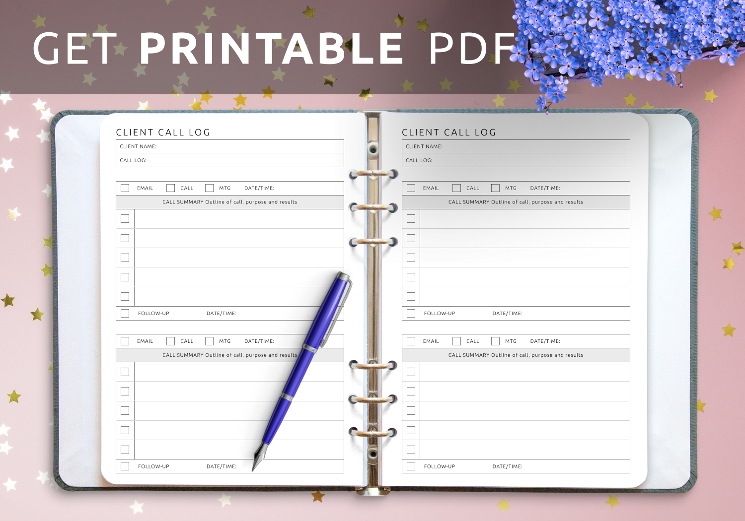 Download Printable Client Call Log Template PDF