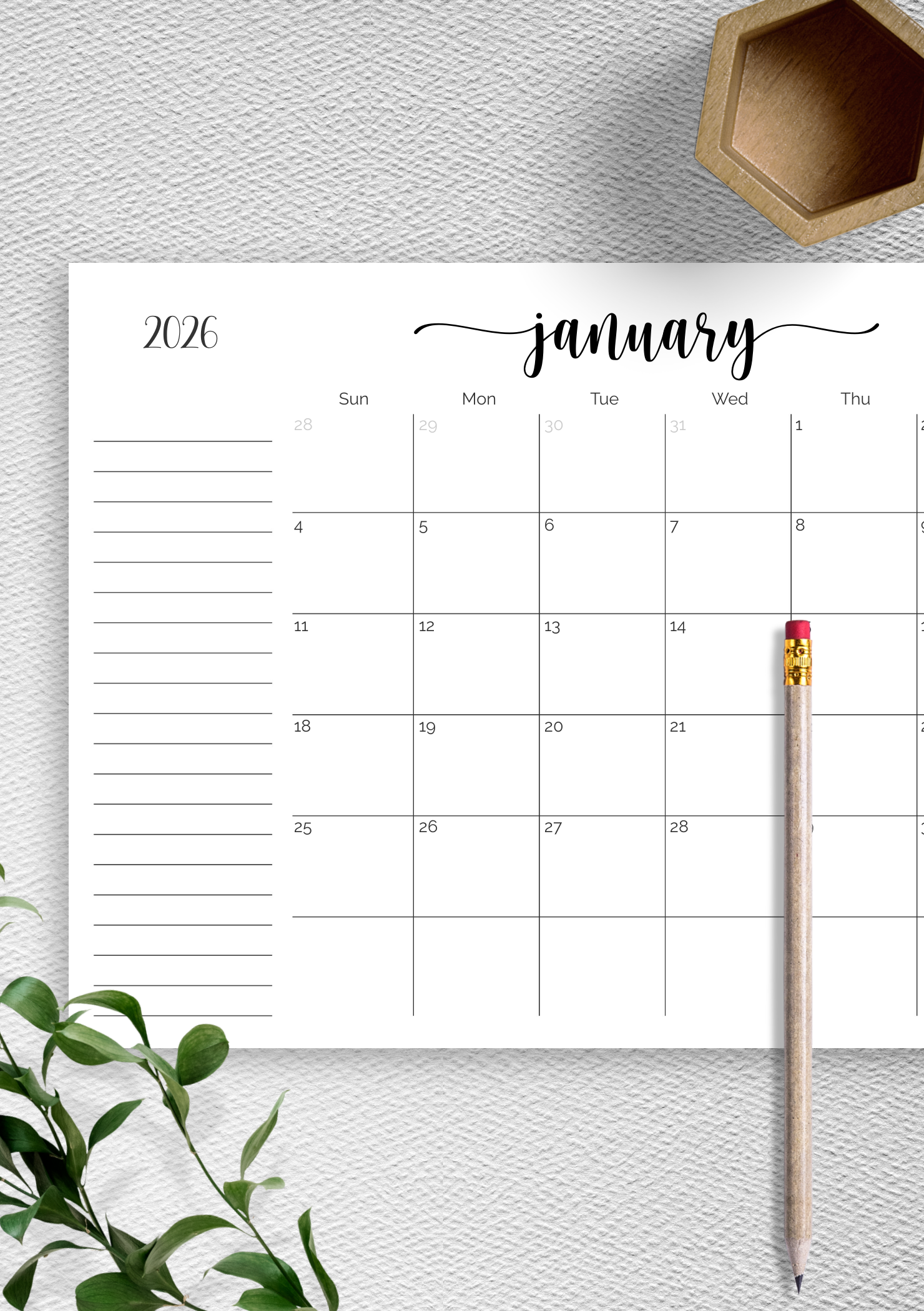 Printable Monthly Calendar With Lines
