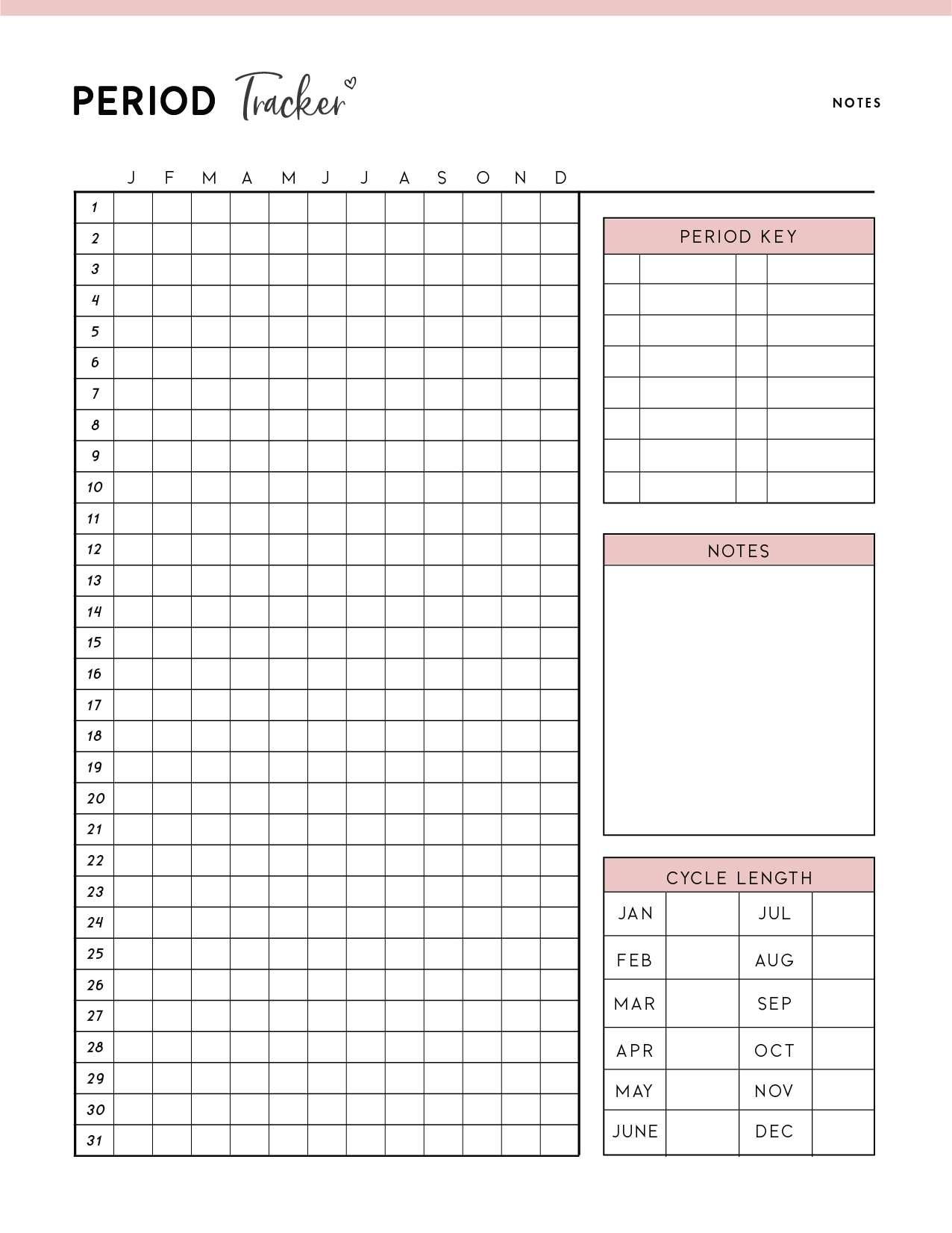 Menstrual Calendar Printable Free