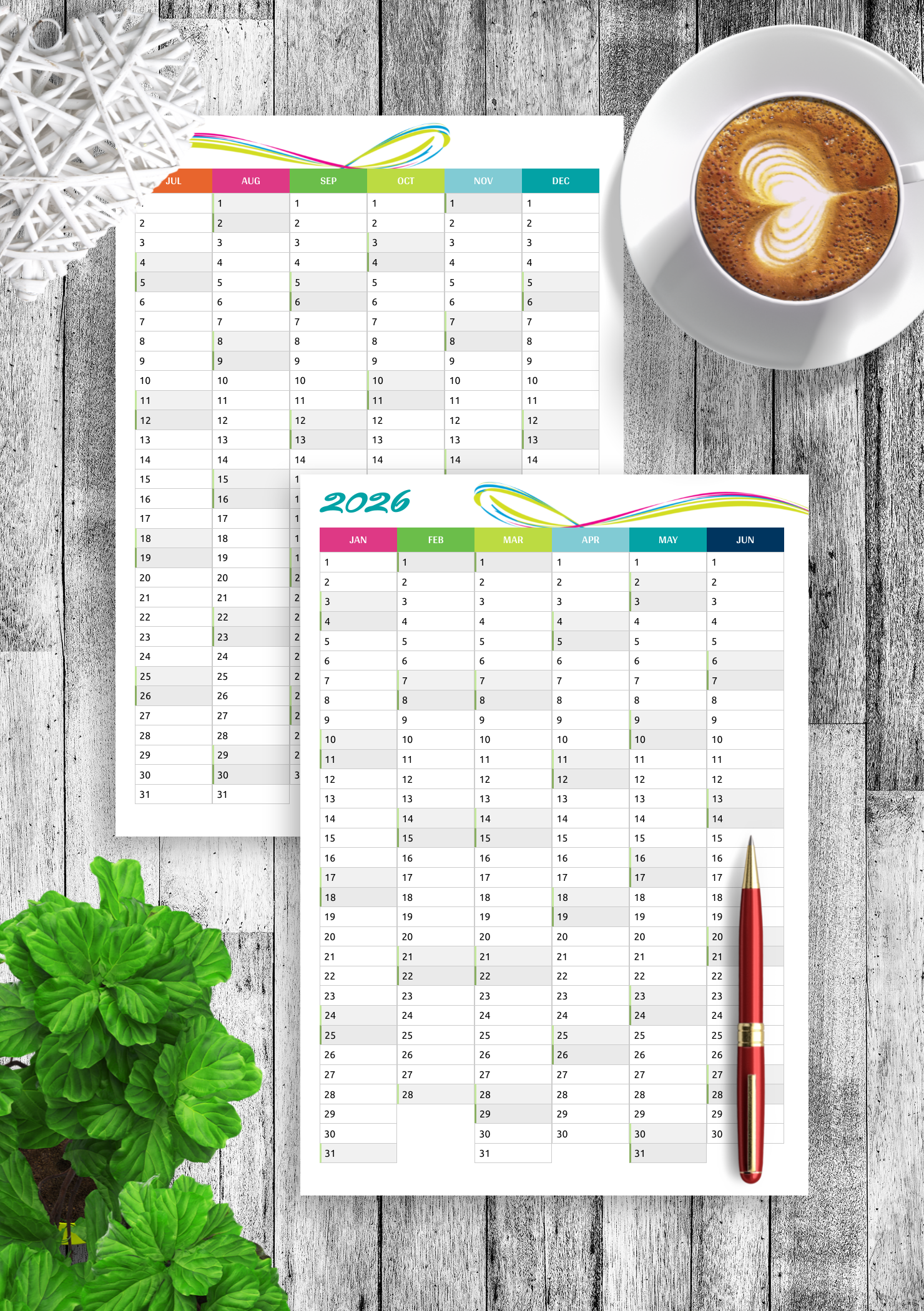 Download Printable Two Pages Vertical Calendar PDF