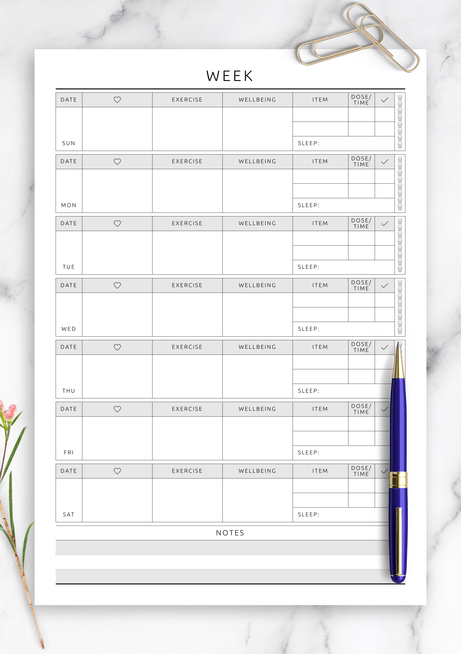 Printable Exercise Calendar