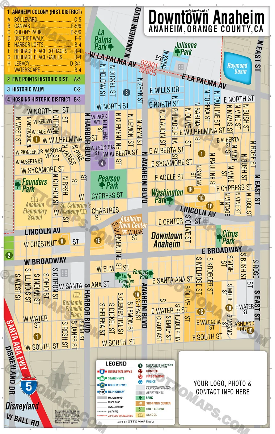 Downtown Anaheim Map Orange County CA FILES PDF And AI Editable Otto Maps