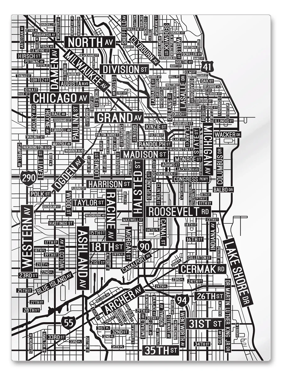 Downtown Chicago Street Map School Street Posters Downtown Chicago Street Map School Street Posters