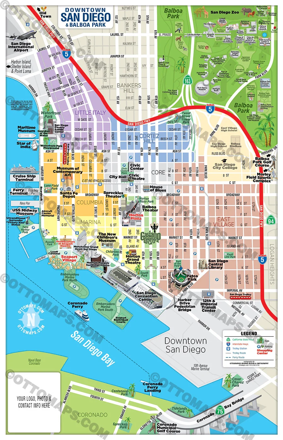 Downtown San Diego Tourist Map With Balboa Park Map FILES PDF And Otto Maps
