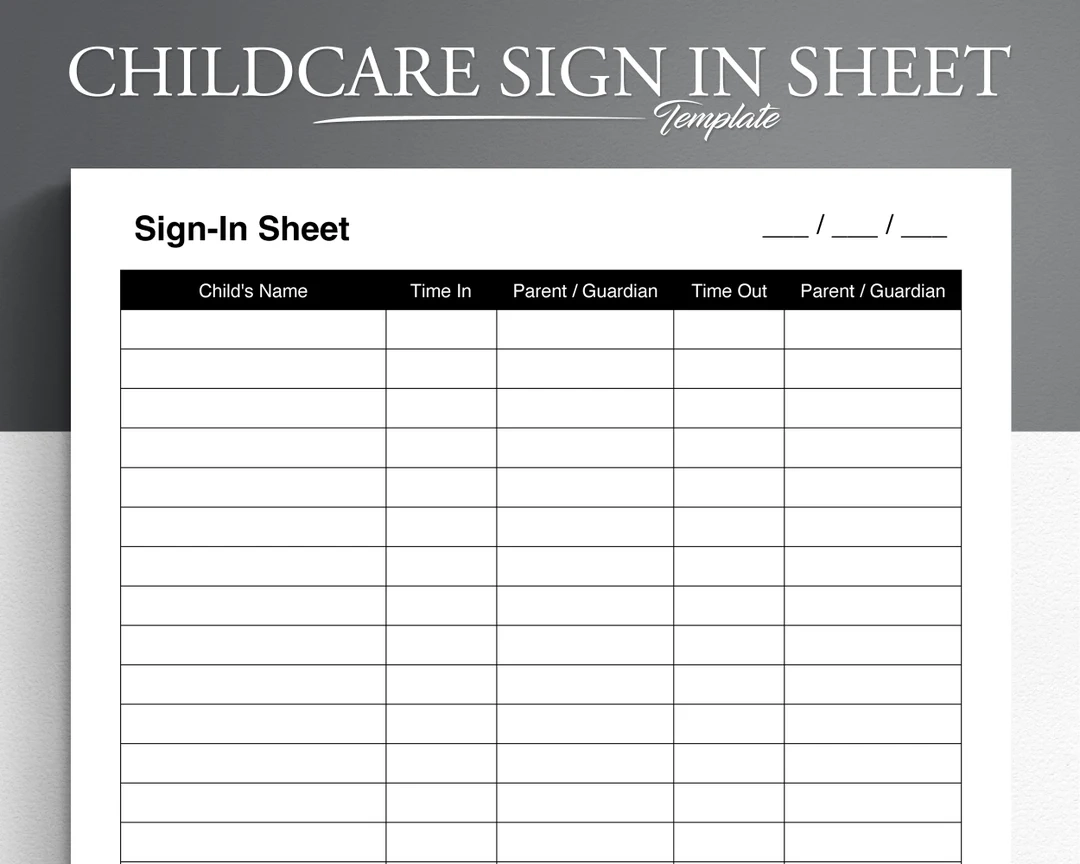 Daycare Sign In Sheet Free Printable
