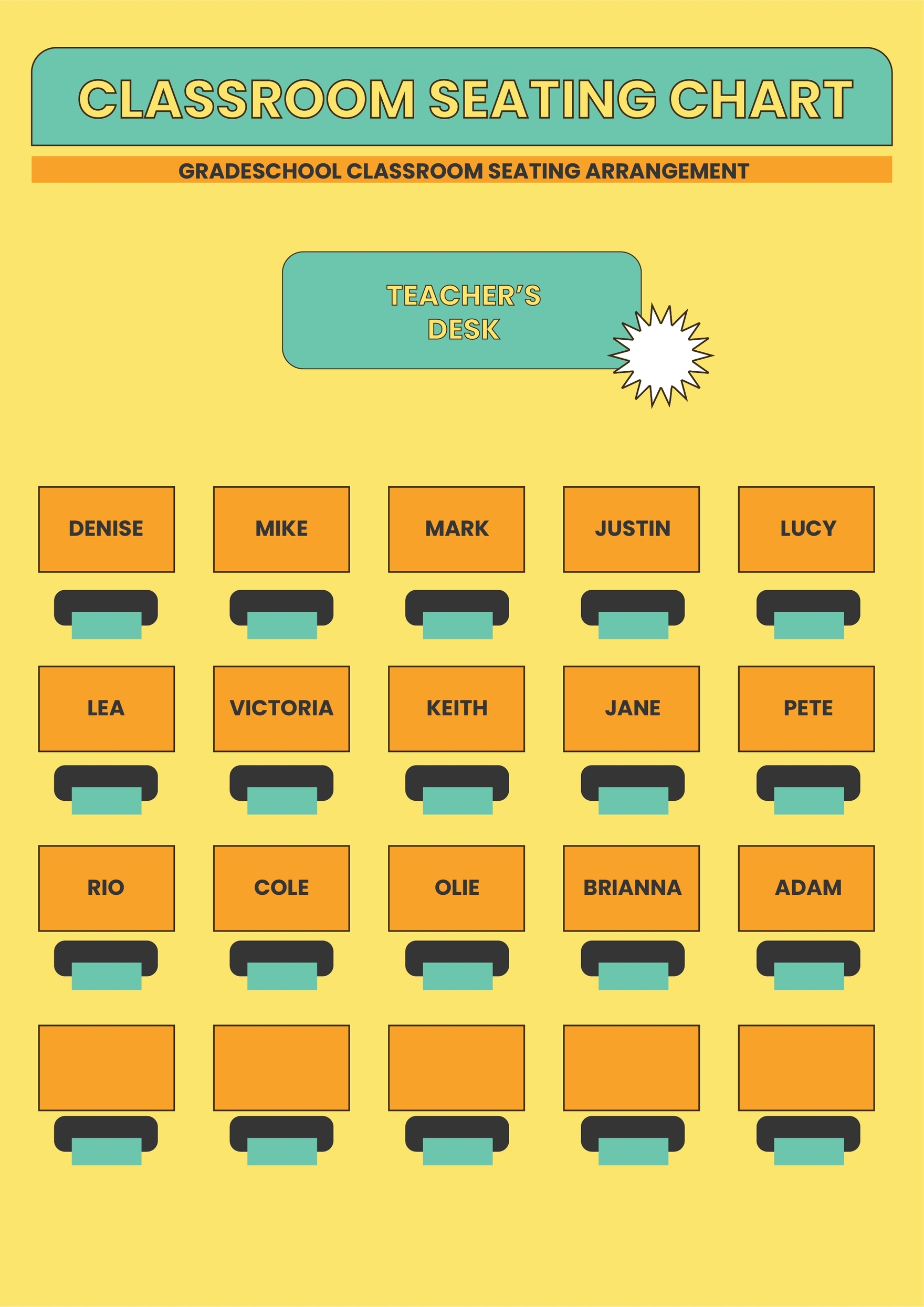 Printable Classroom Seating Chart