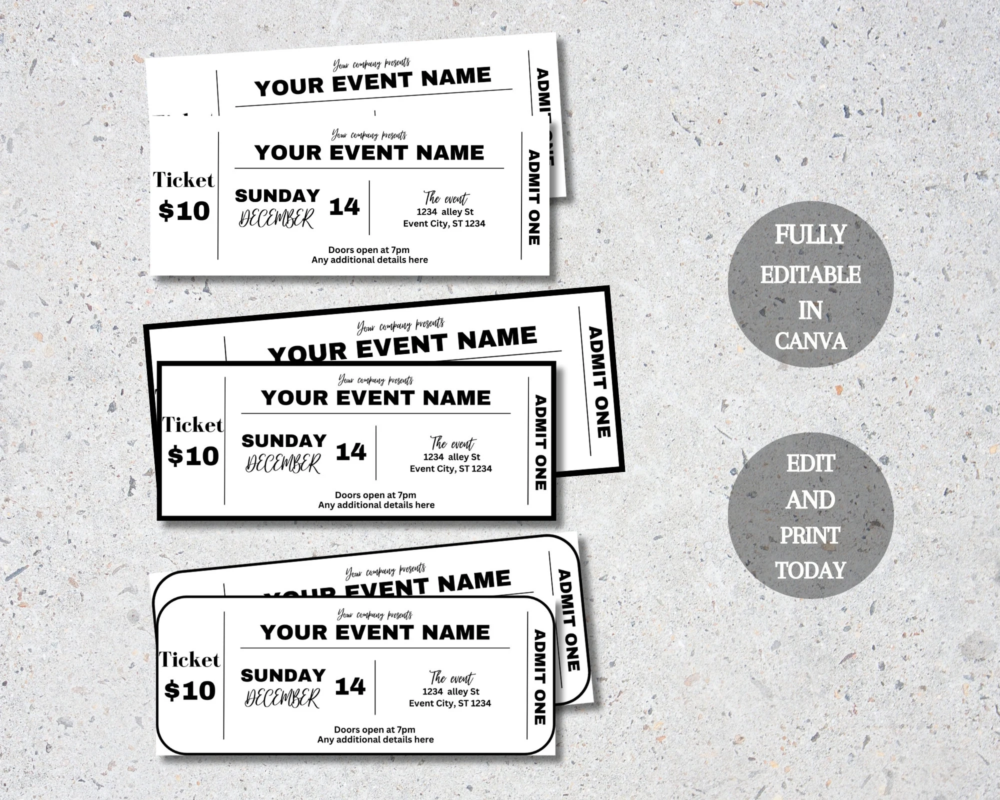 Editable Event Ticket Event Ticket Printables Editable Event Ticket Template Printable DIY Event Ticket Ticket Template Etsy