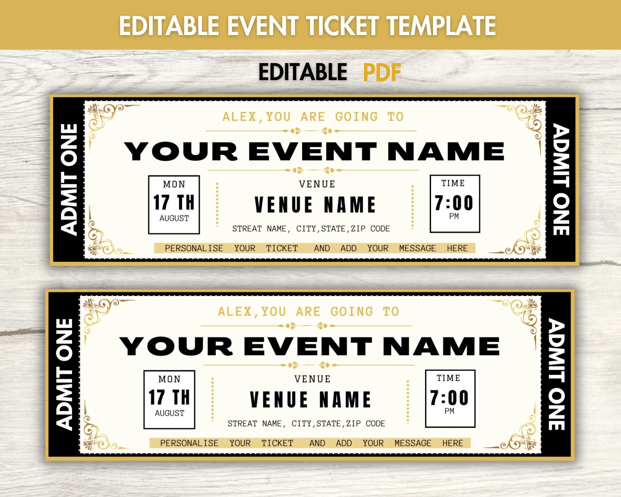 Printable Ticket Sheets