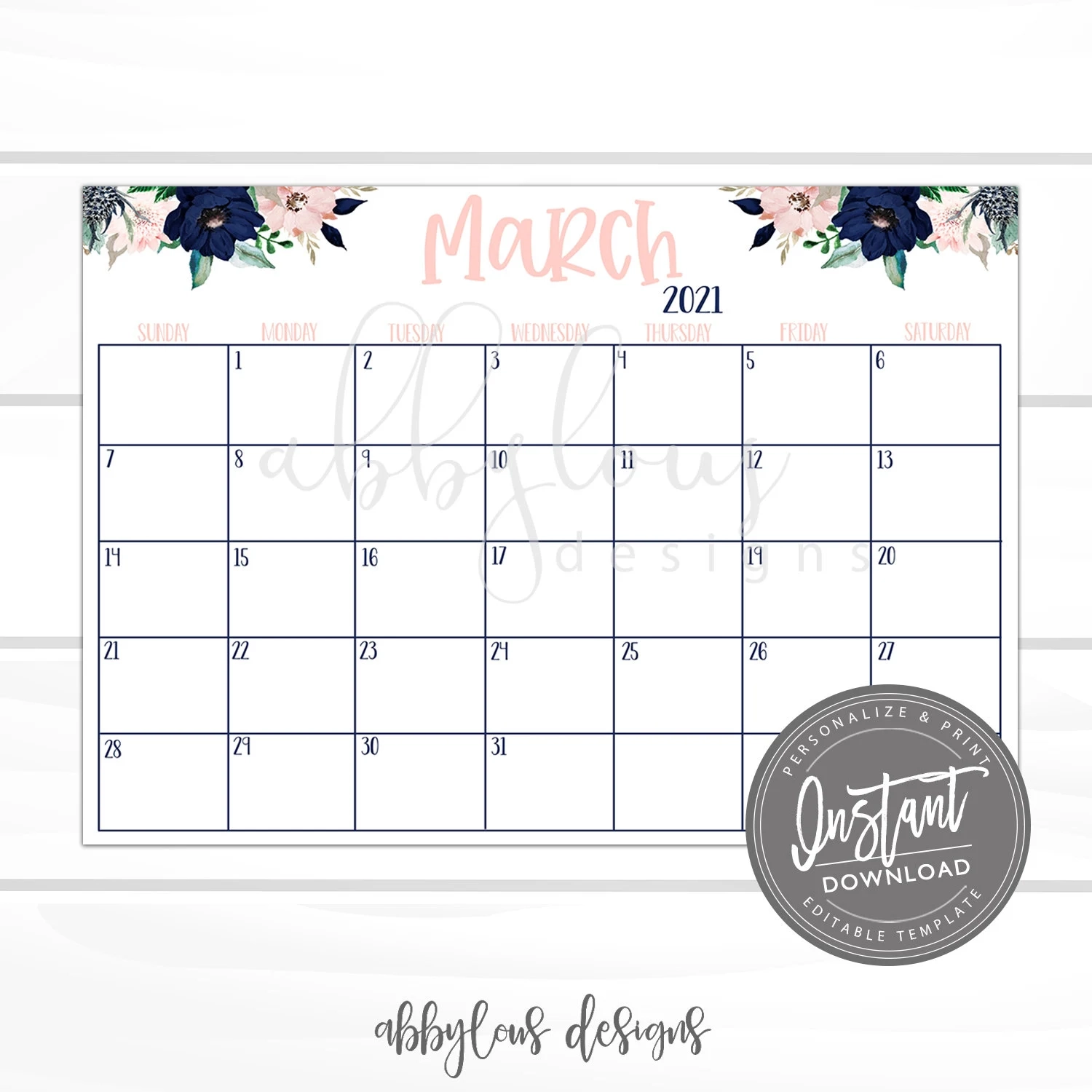 EDITABLE March Calendar Printable Desk Calendar Editable Daily Planner Printable Calendar Month At A Glance Editable Digital Template Etsy