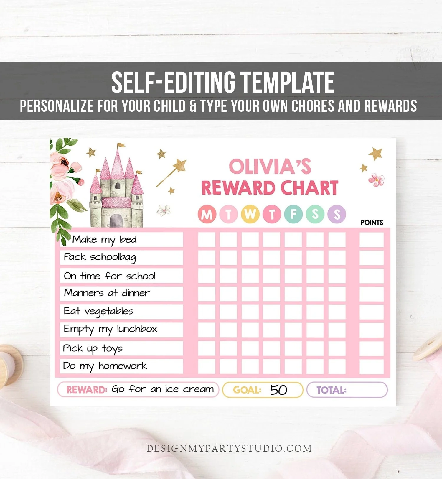 Editable Princess Reward Chart Princess Chore Chart For Kids Routine C Design My Party Studio Editable Princess Reward Chart Princess Chore Chart For Kids Routine C Design My Party Studio