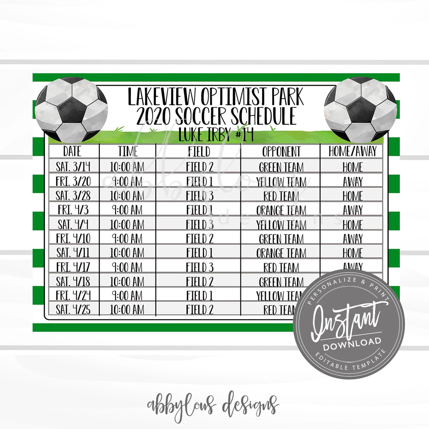 EDITABLE Soccer Game Schedule Printable Practice Schedule Summer Ball Schedule Editable Schedule Editable File Digital Template Etsy
