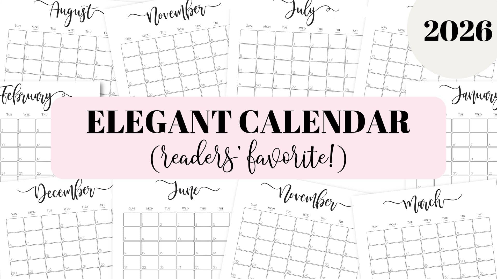 Monthly Printable Calendar 2026 Free