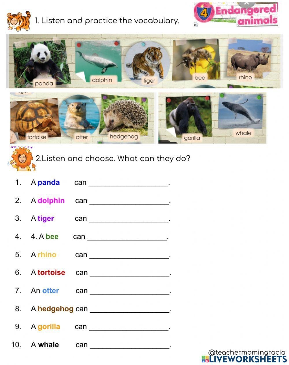 Endangered Animals Online Pdf Worksheet For 4 English Live Worksheets Library