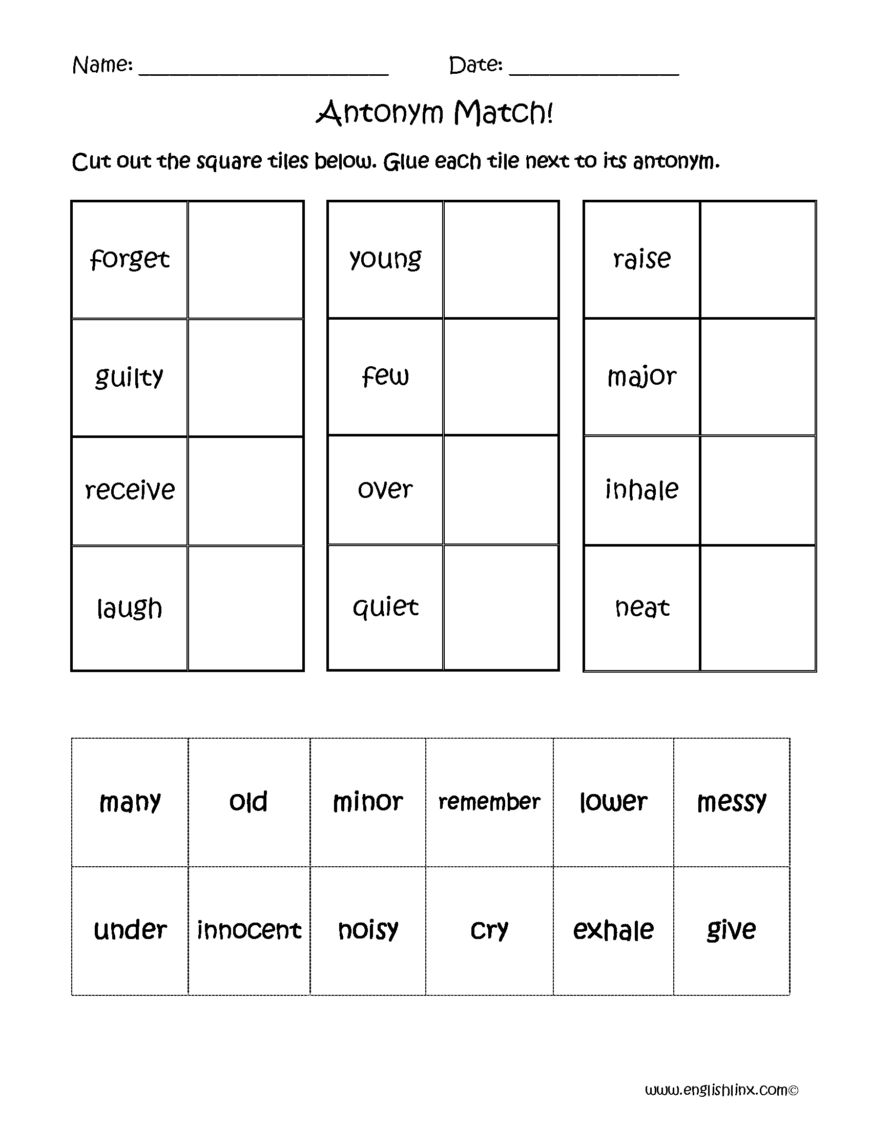 Englishlinx Antonyms Worksheets