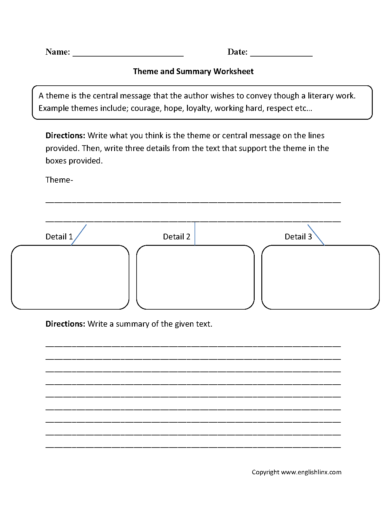 Englishlinx Theme Worksheets