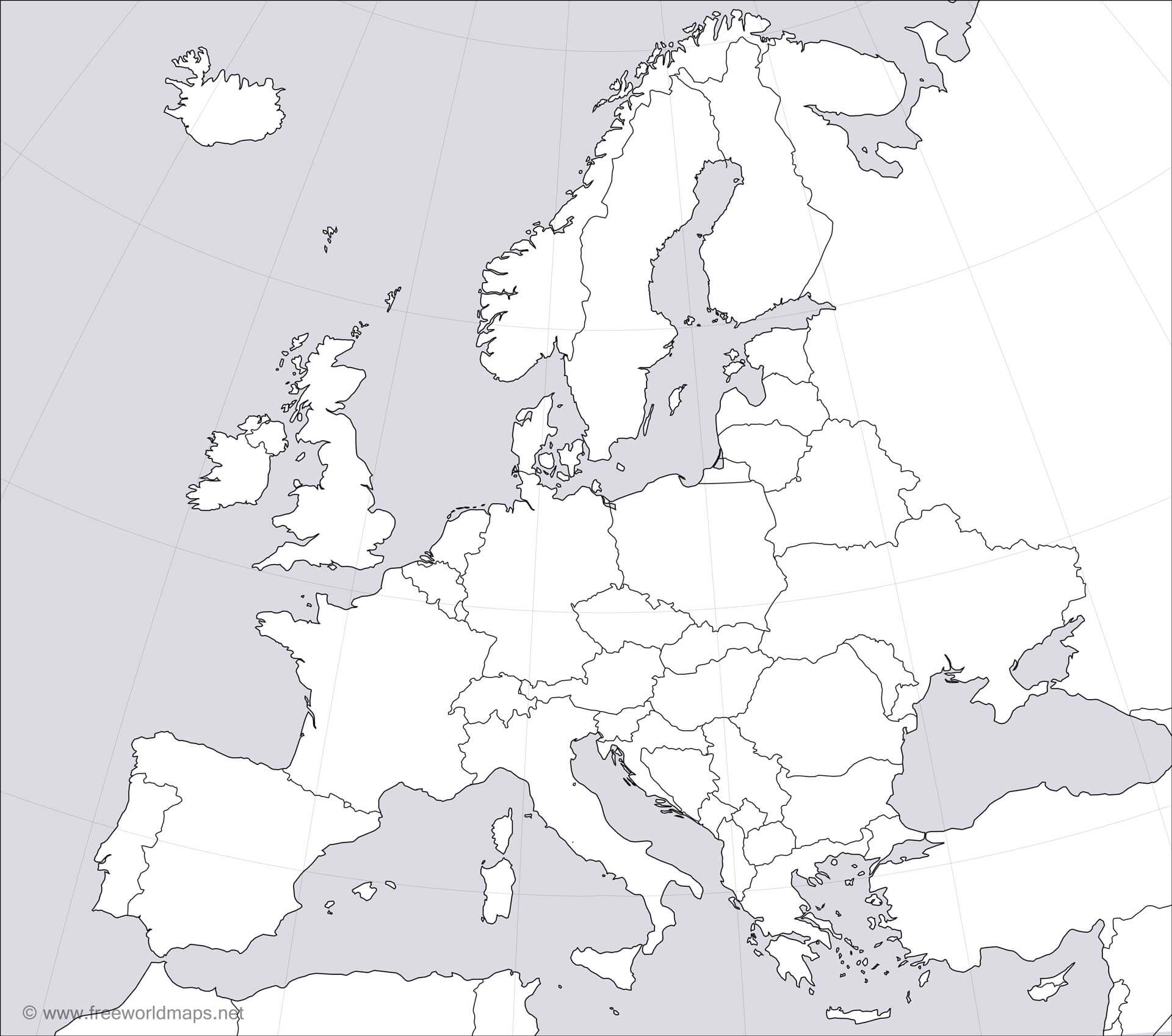 Europe Map Outline Printable