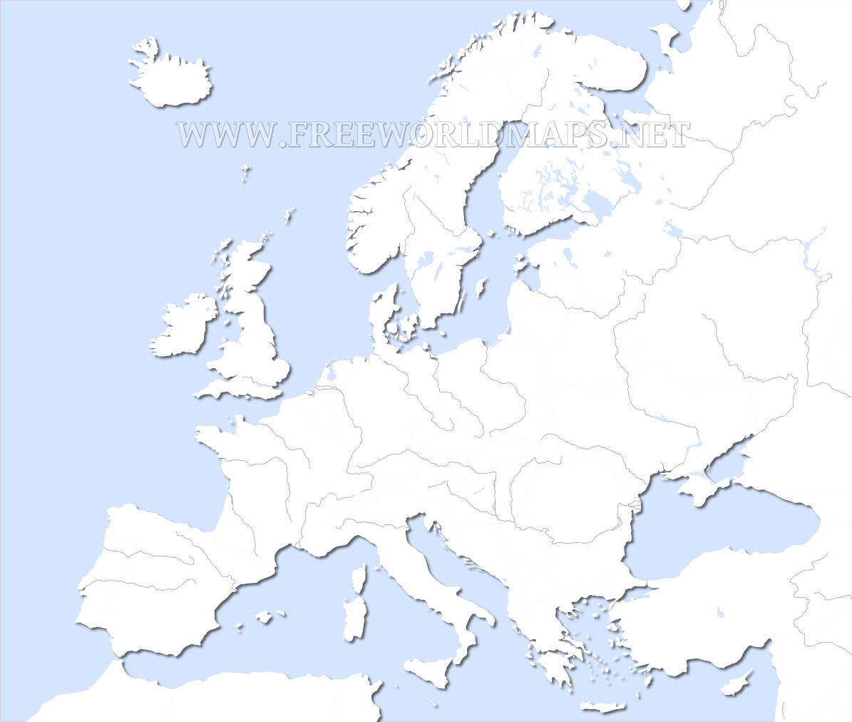 Physical Map Of Europe Printable