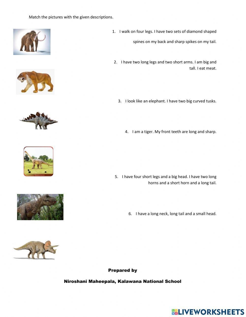 Extinct Animals Free Interactive Worksheets 1182858