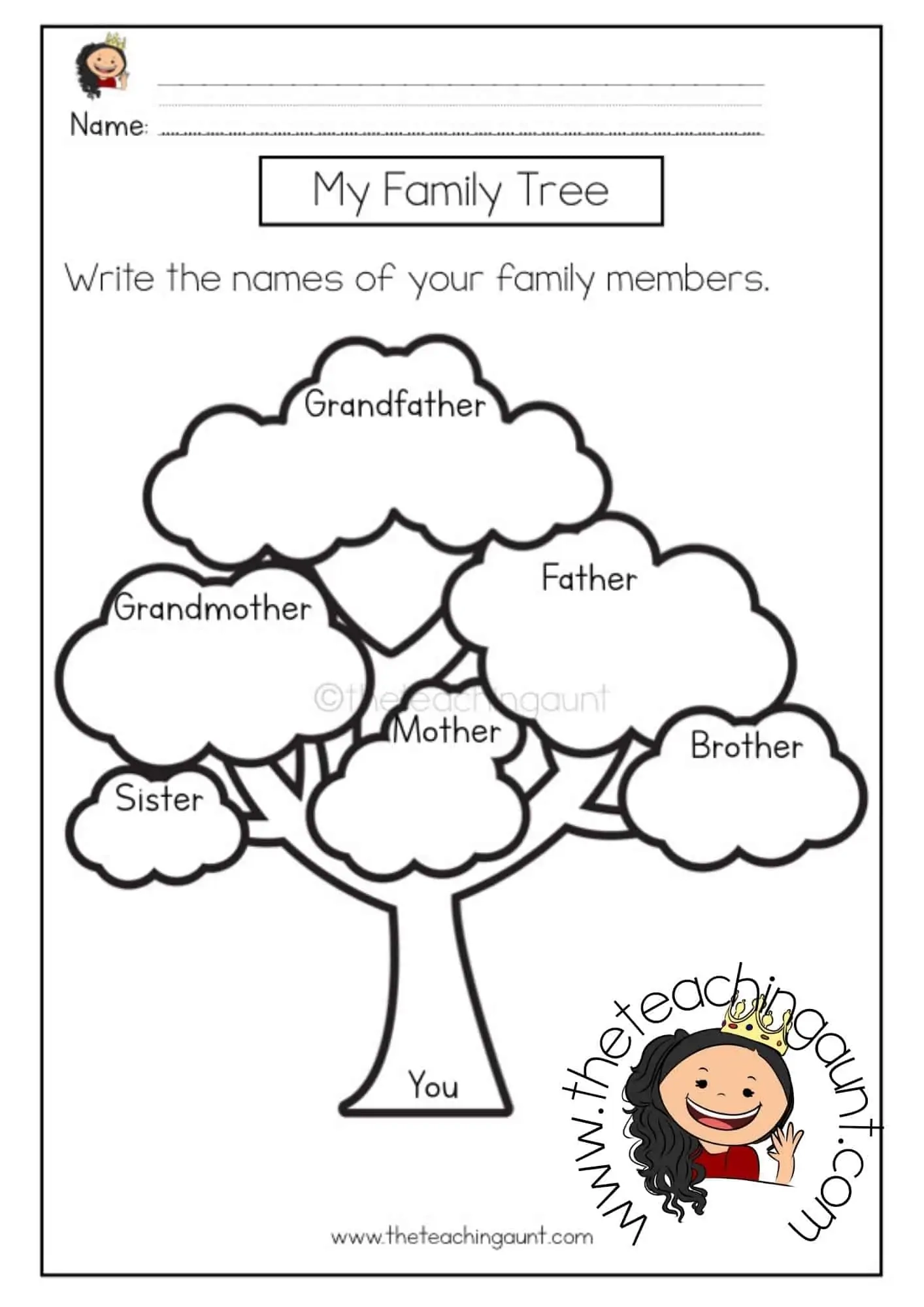 Printable My Family Worksheet Pdf