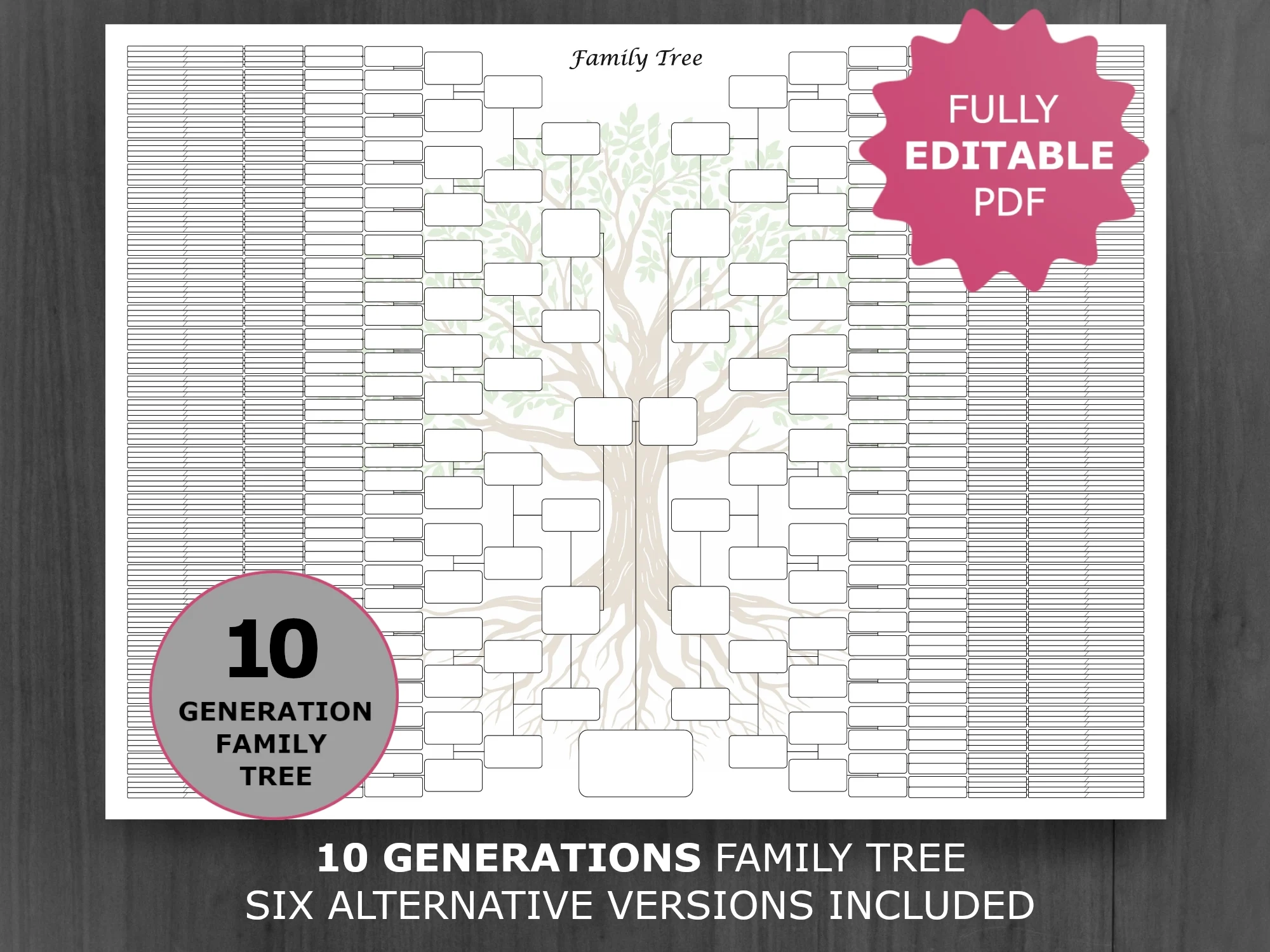 Family Tree Chart 10 Generations Printable And Editable Family Family Tree Chart 10 Generations Printable And Editable Family