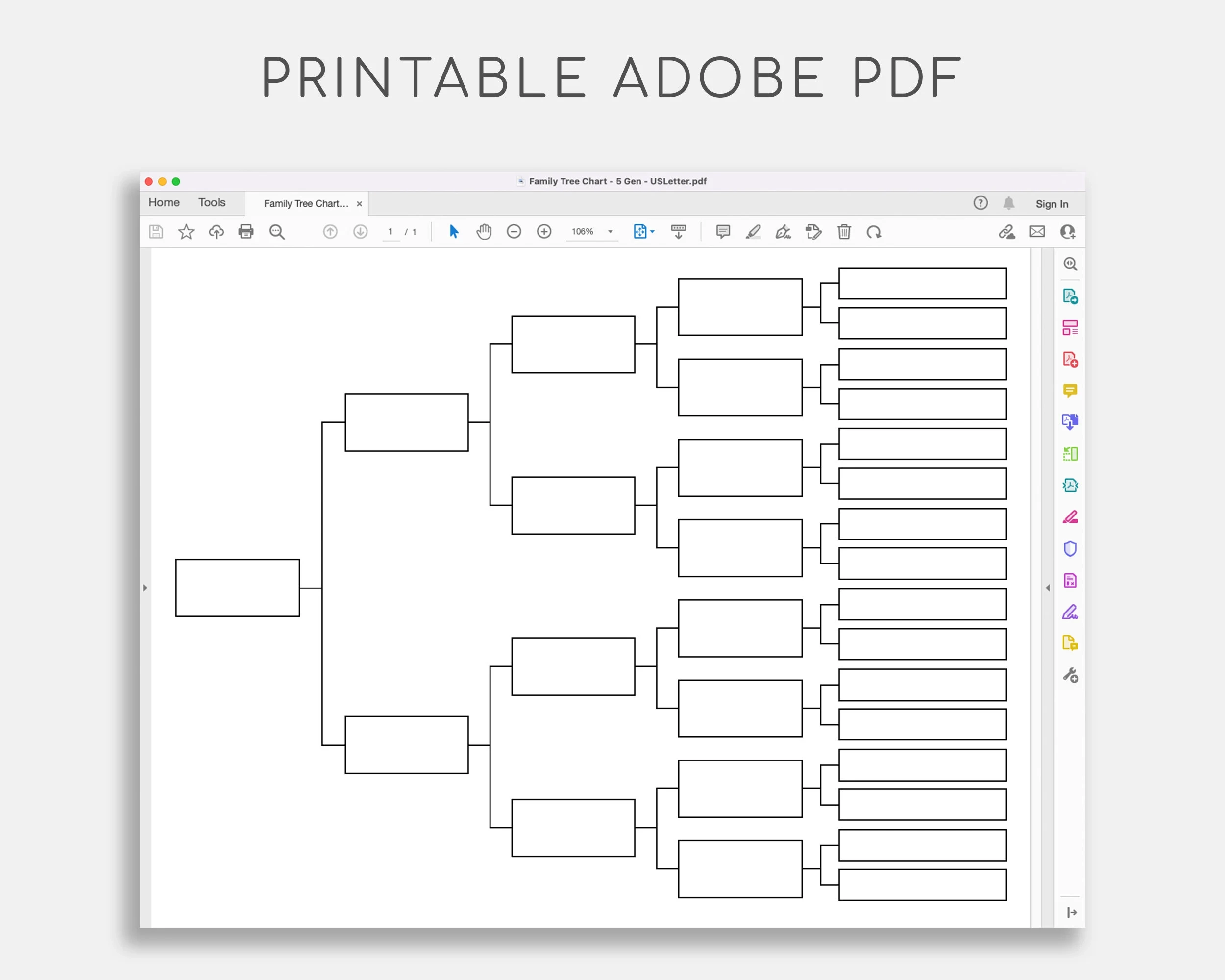 Family Tree Chart Pedigree Chart Genealogy Template Ancestral Chart Etsy