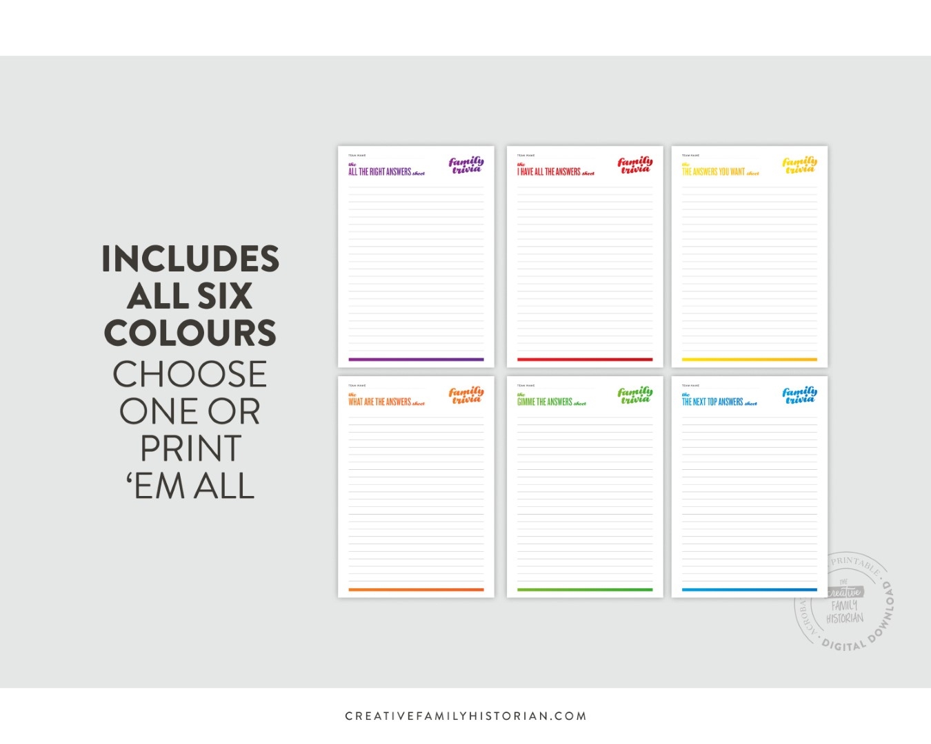 Printable Answer Sheets Printable Answer Sheets