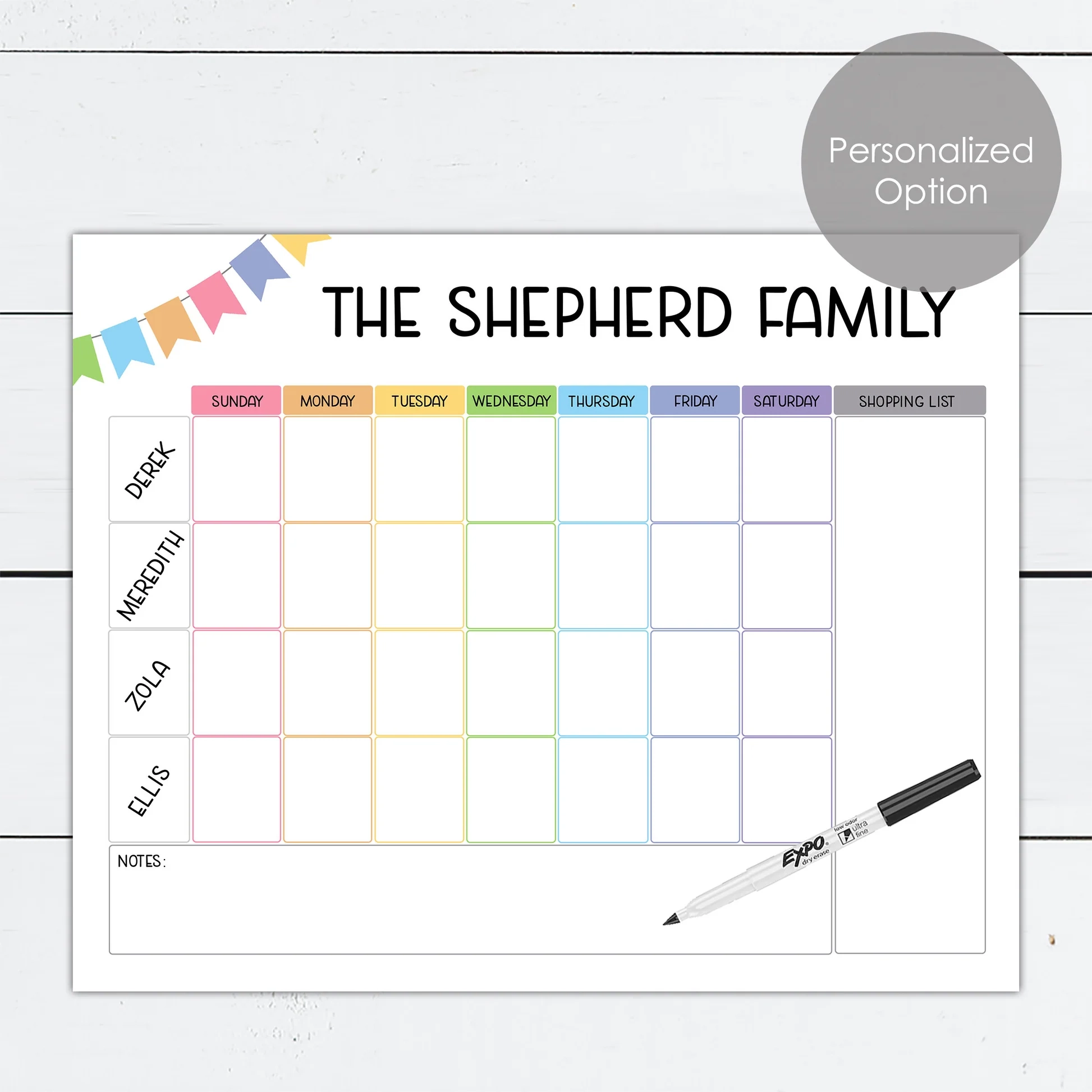 Family Weekly Planner Board Organizer La Design Boutique