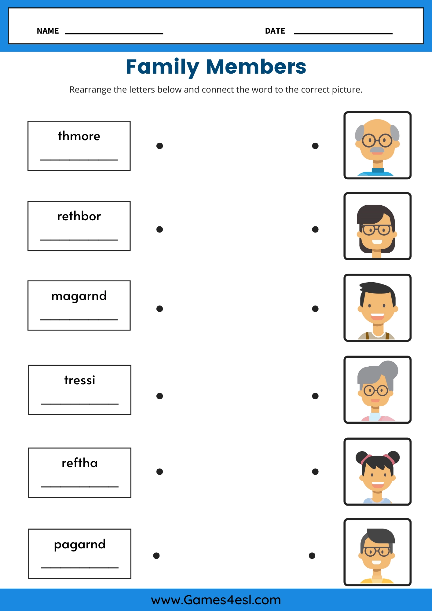 Family Worksheets Free Printable Family Member Worksheets Games4esl