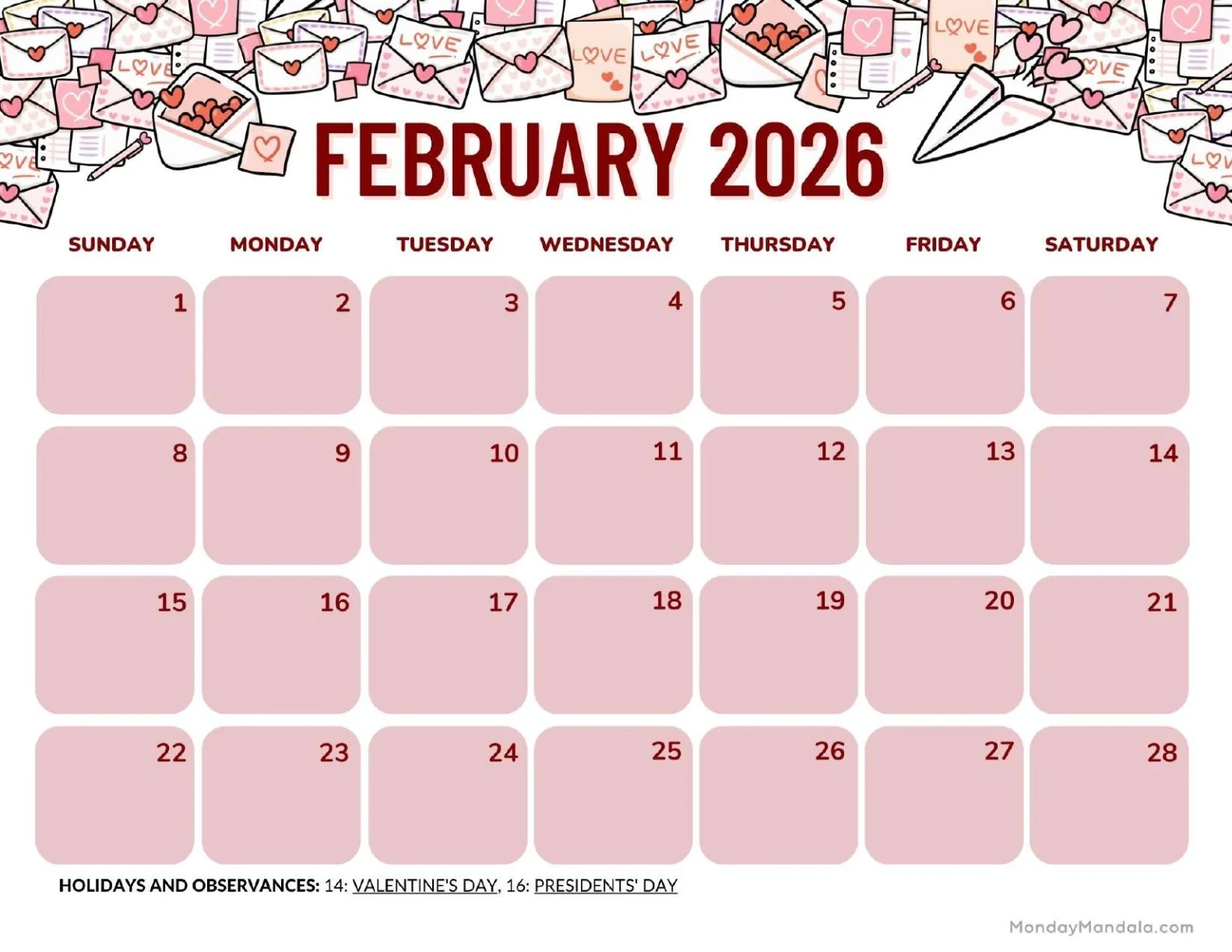 February 2026 Calendars Free PDF Printables 