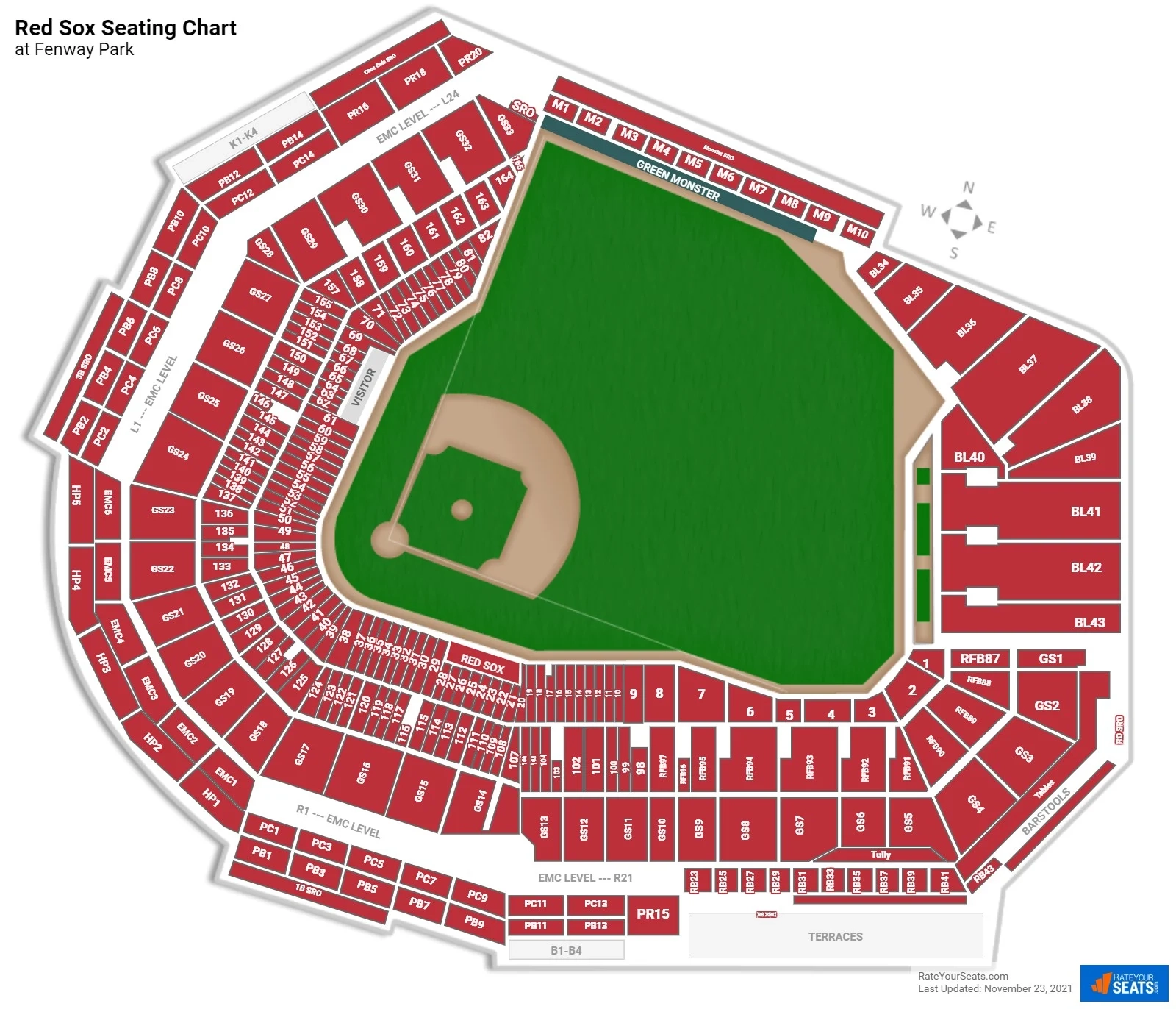 Fenway Park Seating Chart Printable