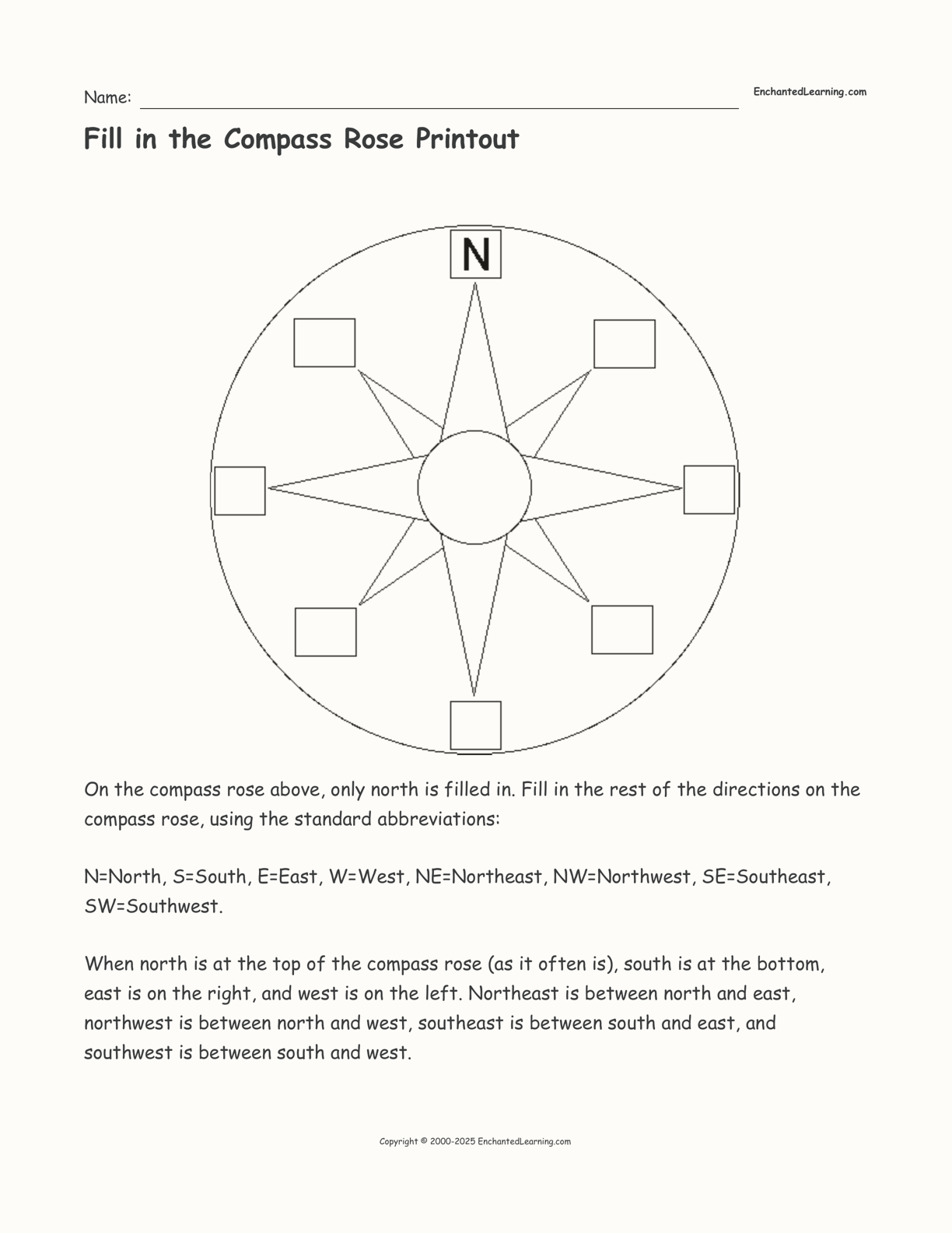 Printable Compass Activity Worksheet