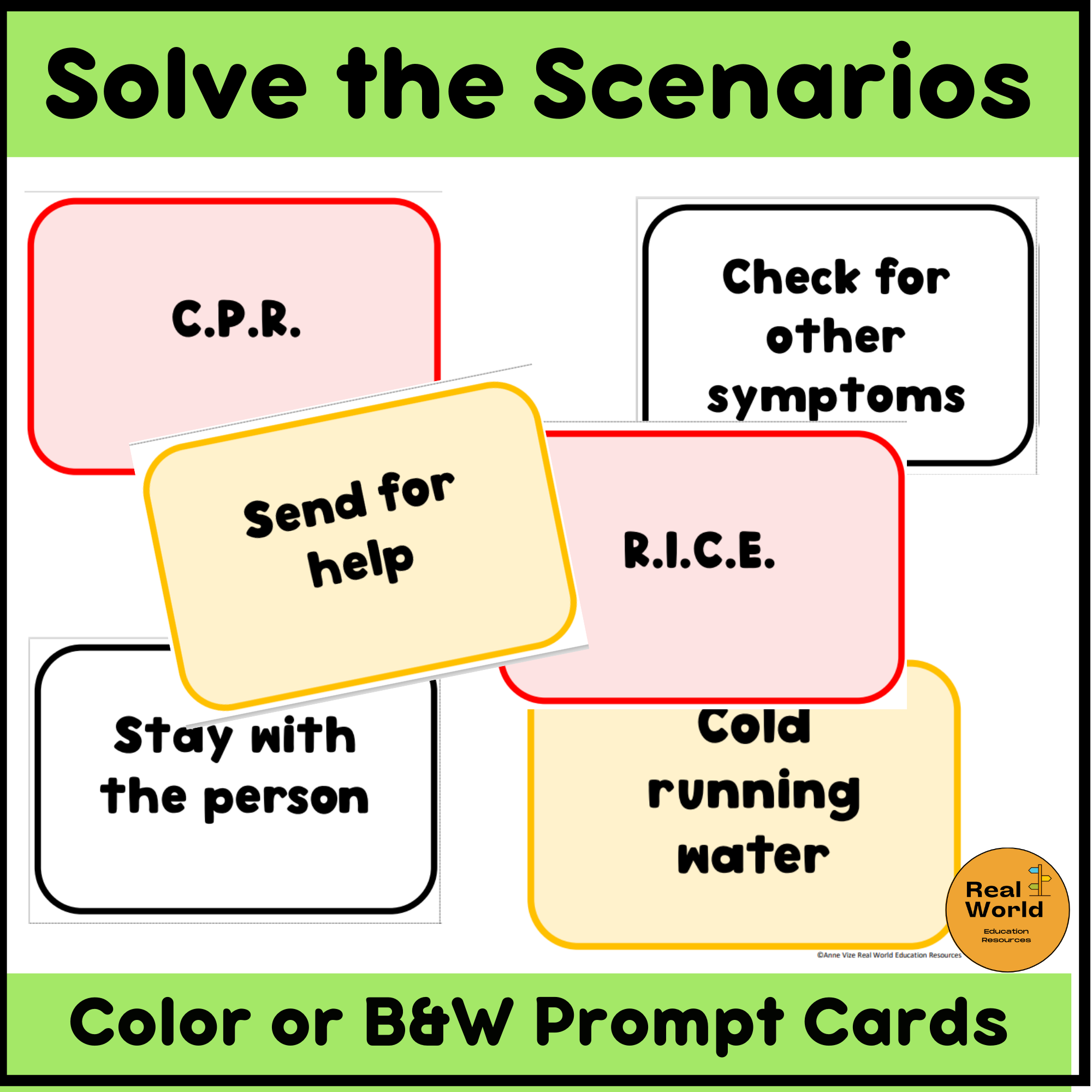 First Aid Scenarios And Action Plan Cards Made By Teachers