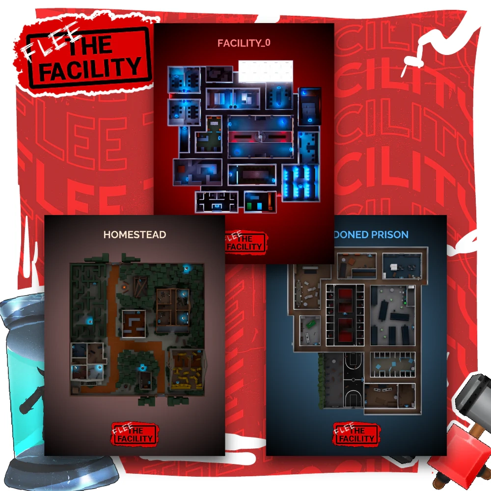 Flee The Facility Triple Map Poster Bundle