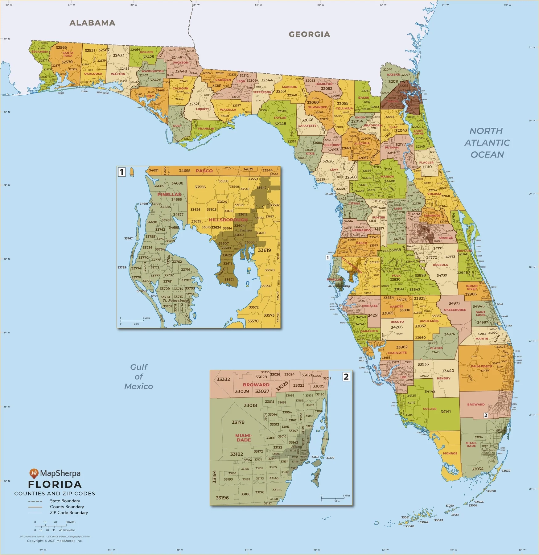 Florida Zip Code Map With Counties American Map Store