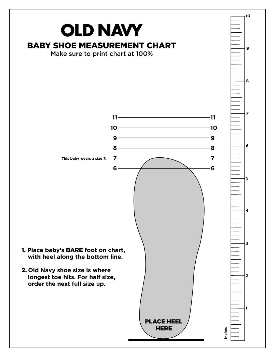 Printable Shoe Measuring Chart For Adults