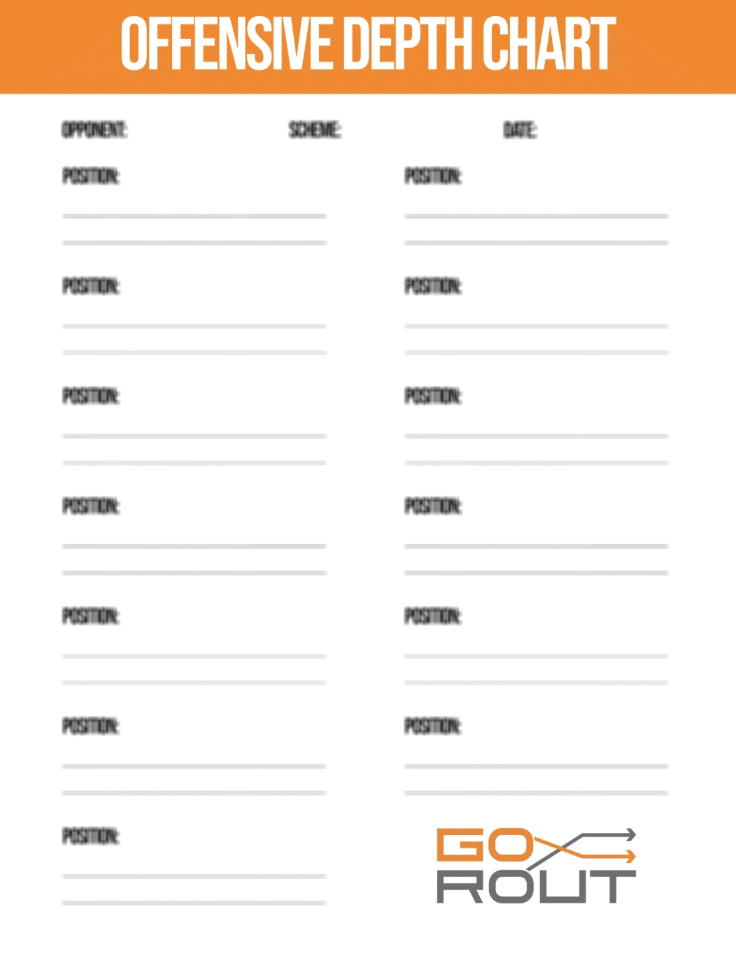 Printable Football Depth Chart