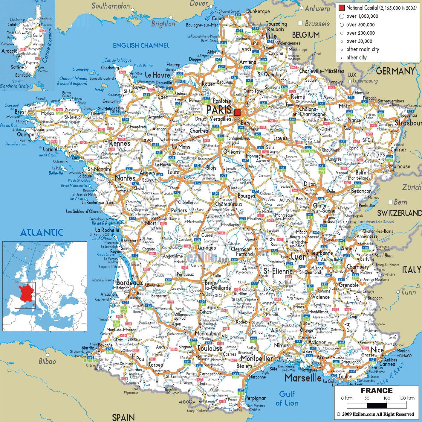 Printable Road Map Of France