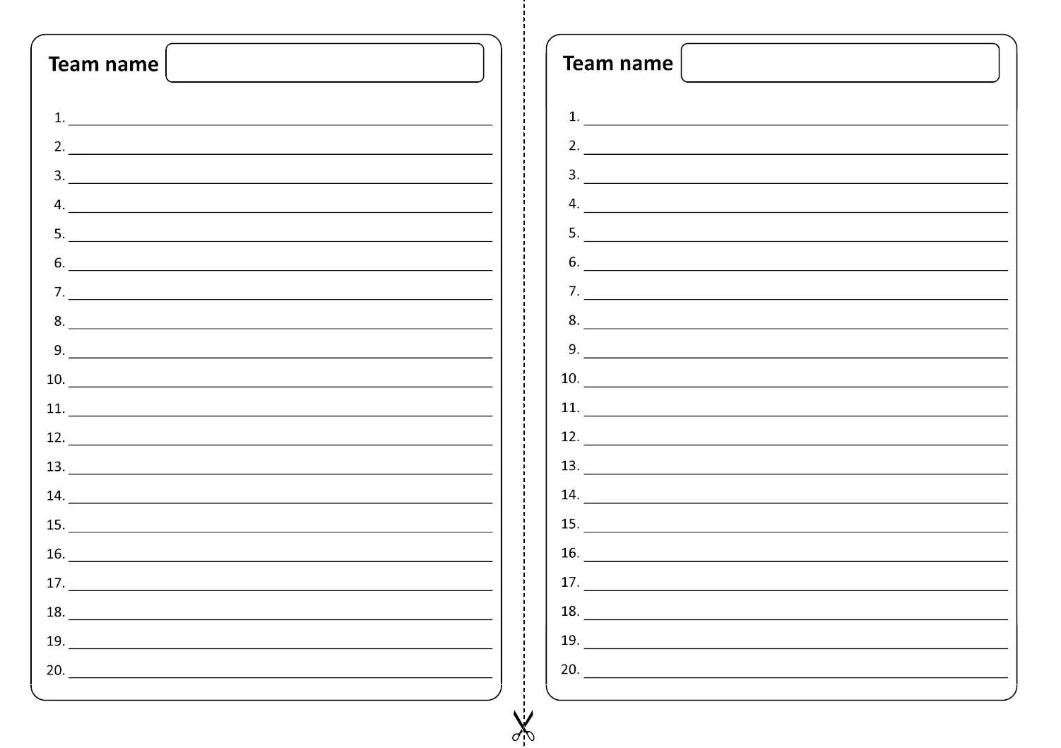 Printable Answer Sheet 1 50