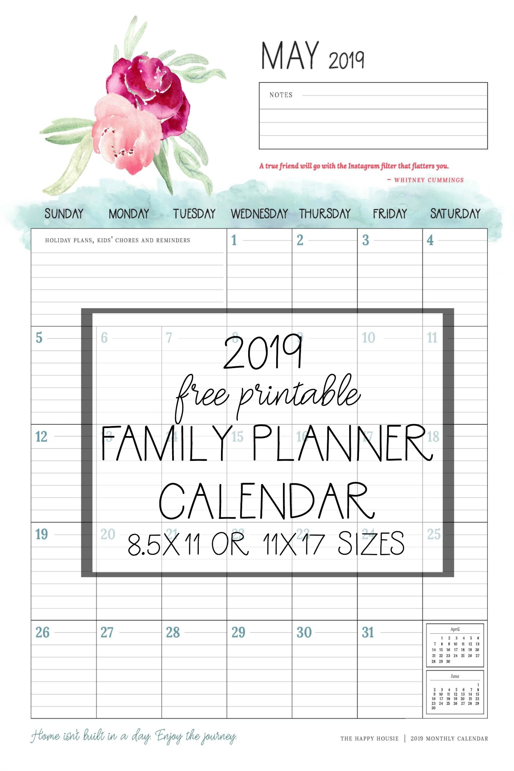 Free 2019 Printable Calendar Family Planner Organizer The Happy Housie Free 2019 Printable Calendar Family Planner Organizer The Happy Housie