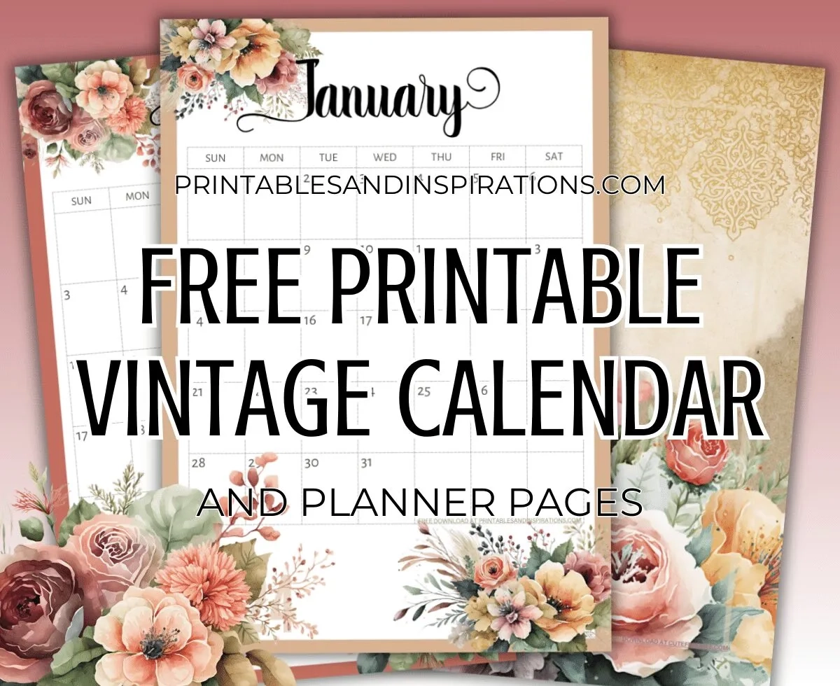 Free 2025 2026 Vintage Floral Calendar Printable Printables And Inspirations