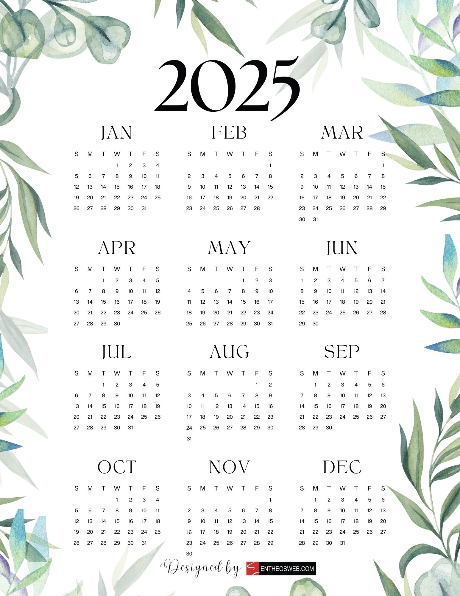 Free 2025 Printable Calendars Free 2025 Printable Calendars EntheosWeb