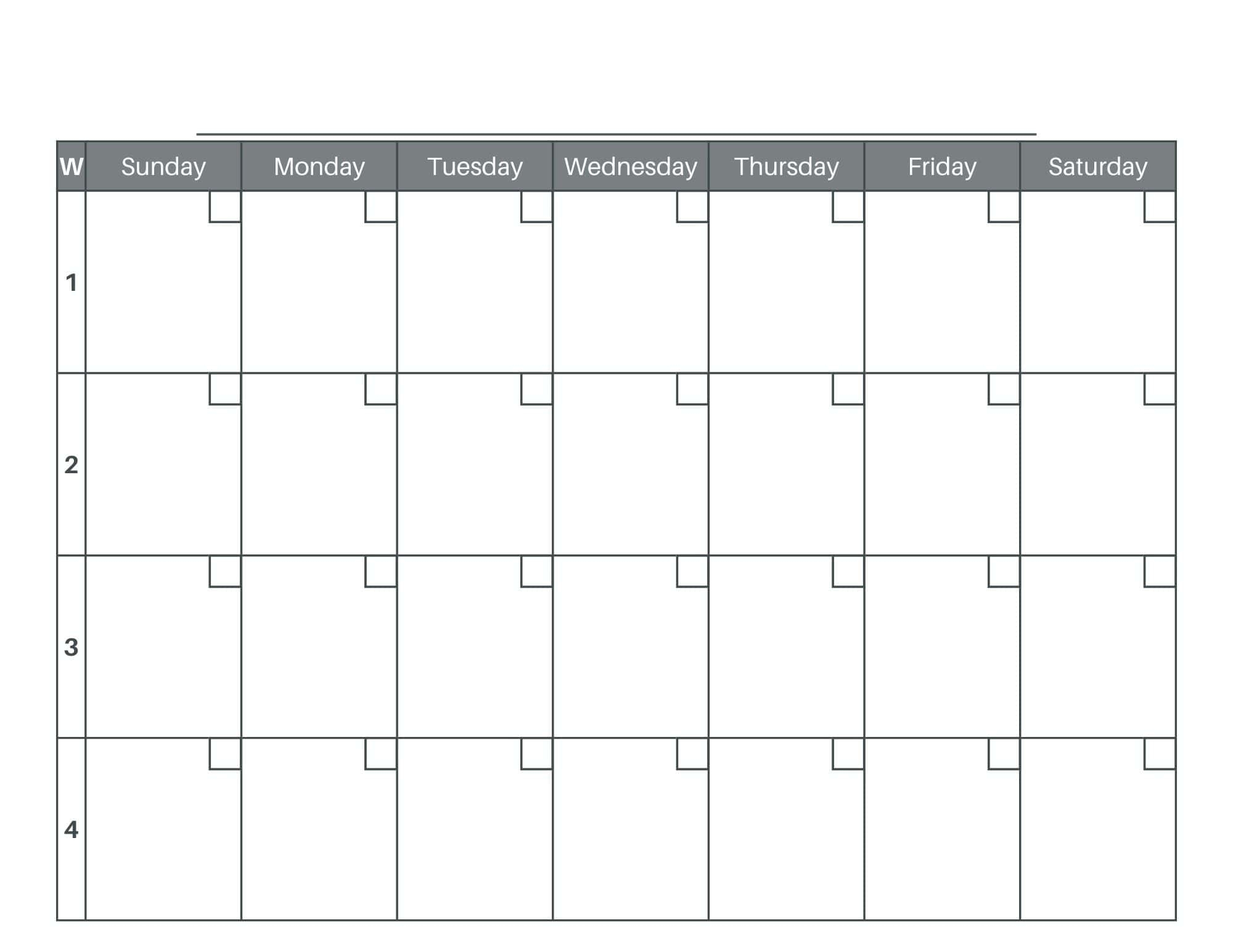 Printable 4 Week Calendar